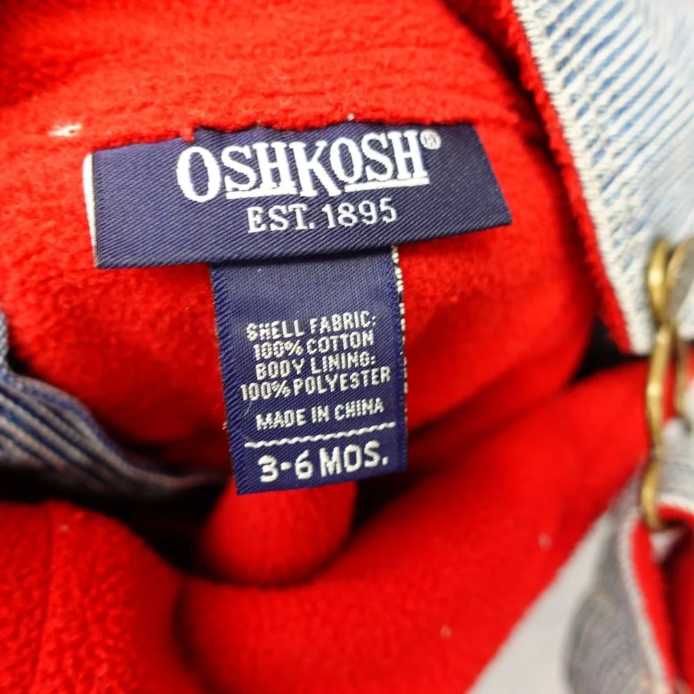 Vintage OshKosh Hickory Stripe Overalls Baby 3M 6M‎ Blue Railroad Vestbak Fleece